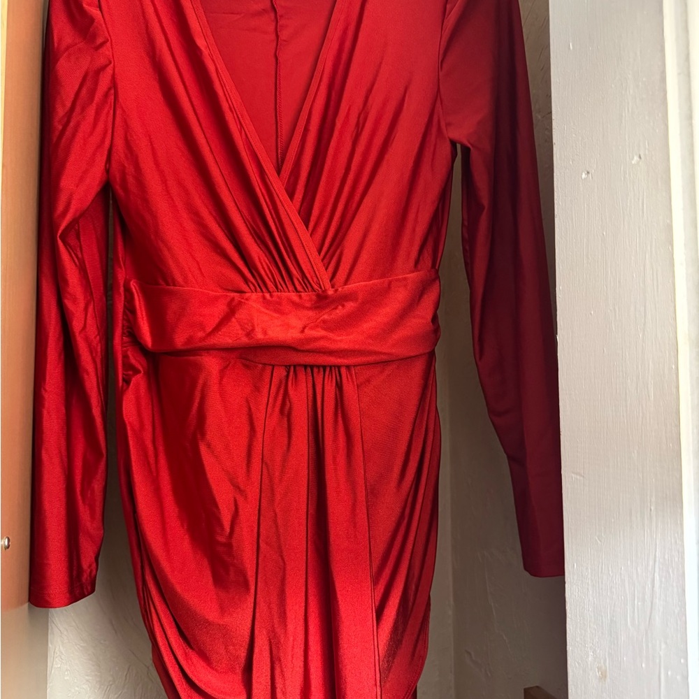Elegant Red Wrap Dress